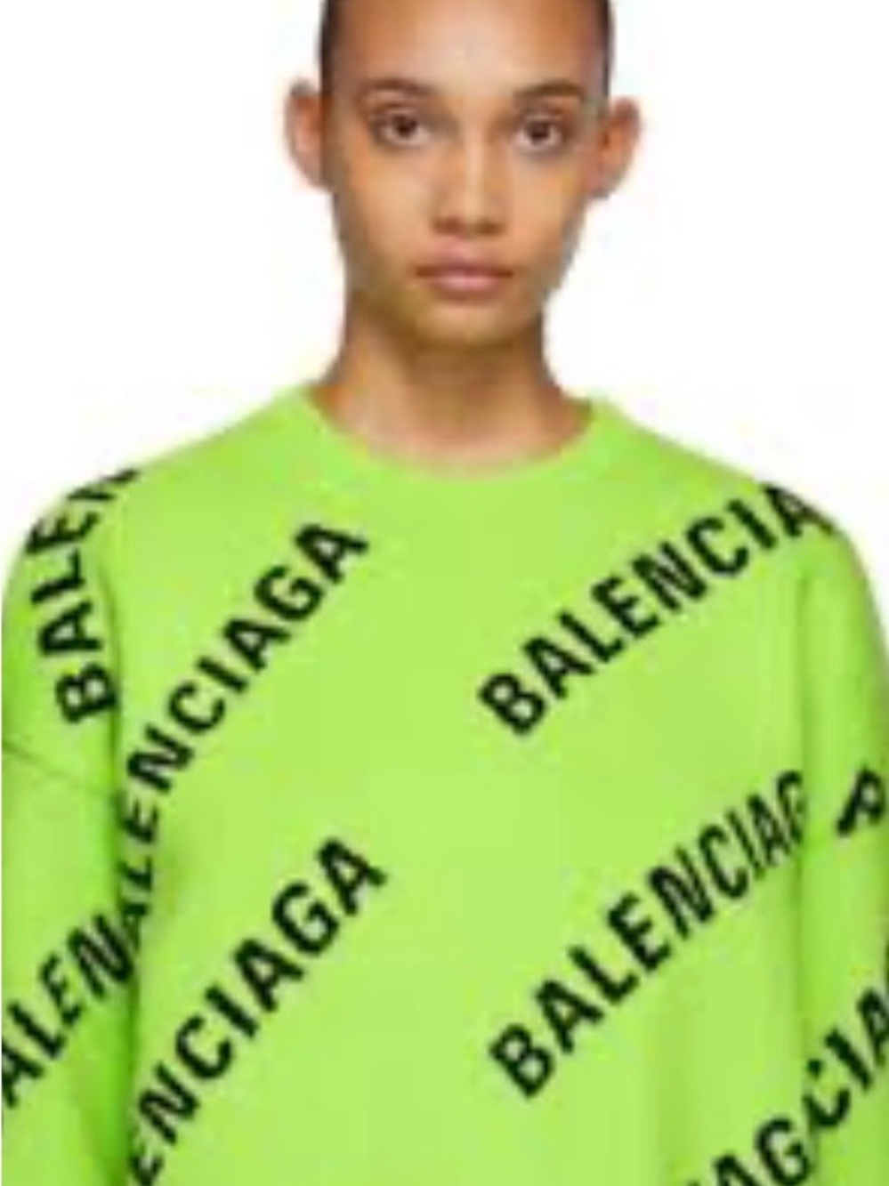 Balenciaga Neon Lime Logo Crewneck Sweater